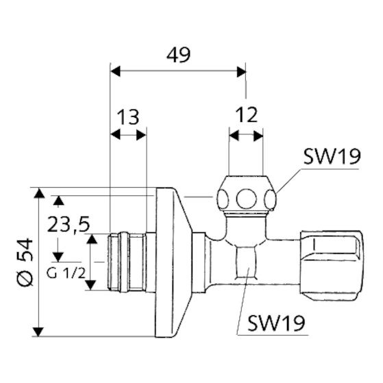 SCHELL - Eckreguliervtl. COMFORT 1/2x12mm chrom, mit ASAG