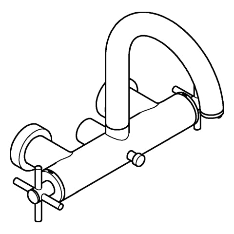 Grohe - 2-Griff-Wannenbatt. Atrio 25268 Wandmontage Kreuz-Griff supersteel