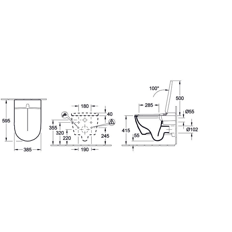 VILLEROY & BOCH - DuschWC ViClean m. DirectFlush A18 CeramicPlus WC-Sitz Typ V00010R1 weiß