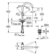 Grohe - Einhand-Waschtischbatterie Atrio 24365 XL-Size chrom