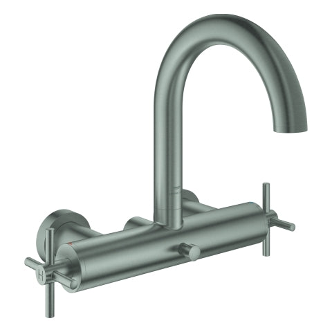Grohe - 2-Griff-Wannenbatt. Atrio 25268 Wandmontage Kreuz-Griff supersteel
