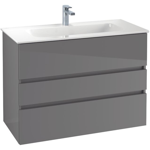 VILLEROY & BOCH - Möbelset 06 A18 Waschtisch 1000mm CeramicP WT-Unterschr 3 Auszüge VS=White