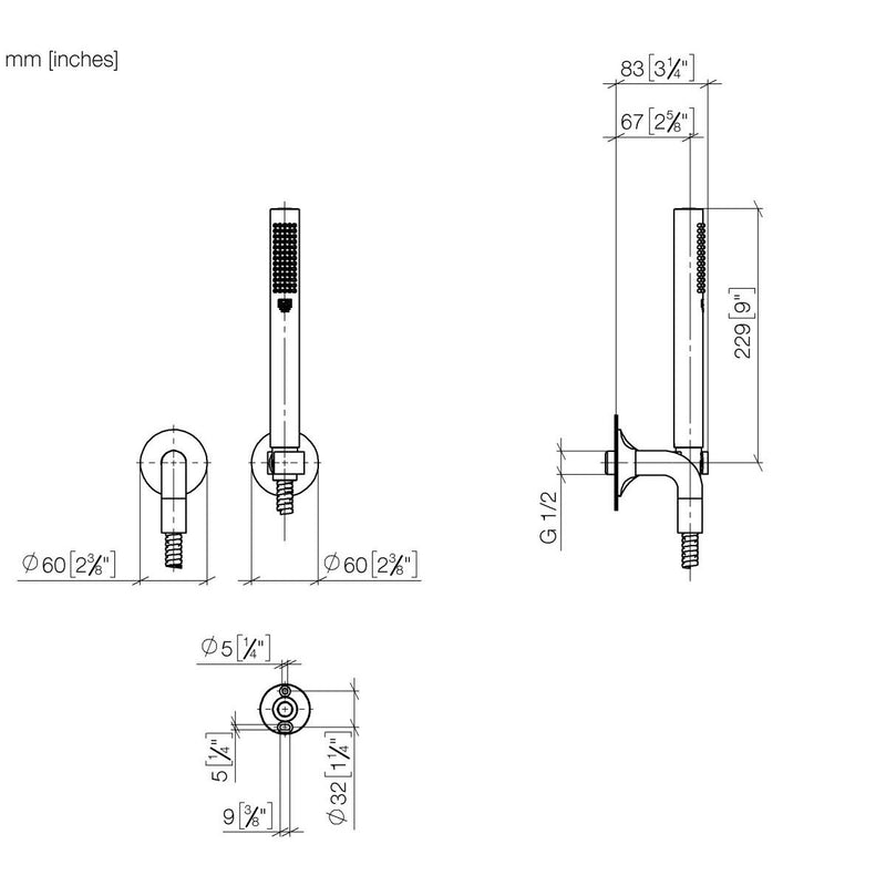 Dornbracht - Schlauchbrausegarn. m.Einzelros. VAIA 27808809 platin
