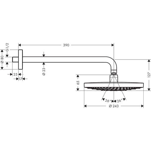 Hansgrohe - Kopfbrause RAINDANCE Select S 240 2jet Brausearm 26466000 chrom