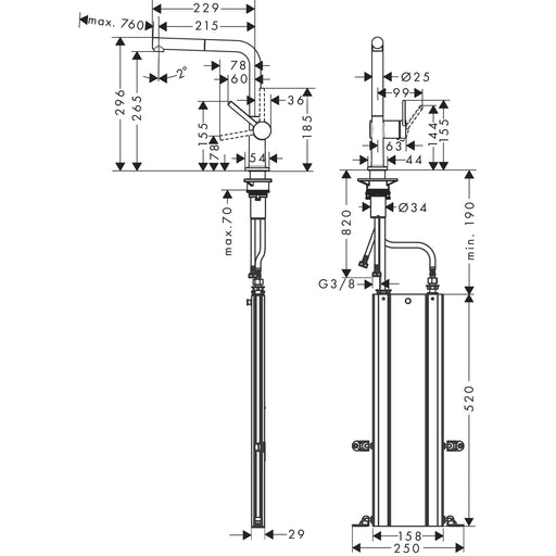 Hansgrohe - Spültischmischer 270 TALIS M54 Ausziehauslauf 1jet sBox mattschwarz