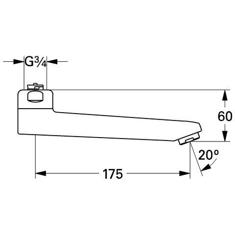 Grohe - Gussauslauf 3/4 13462 Ausladung 175mm Höhe 60mm chrom