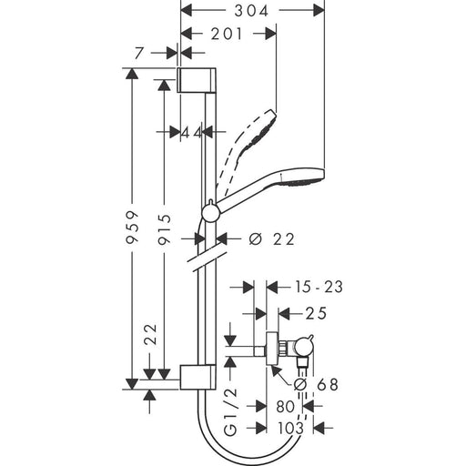 Hansgrohe - Brausenkombi CROMA Select S Vario/ ECOSTAT Comfort UNICA CROMETTA 900mm