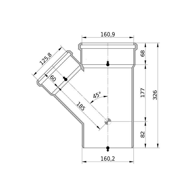 Wavin - Abzweig AS+ DN 150x125 45 Grad