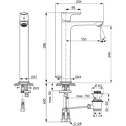 Ideal Standard - WT-Armatur CONNECT AIR,m.verl.Sockel, m.Ablgarn., Ausld.150mm, Magnetic grey