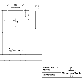 VILLEROY & BOCH - Spiegel More to See Square A47560 600x700x27mm mit Beleuchtung