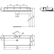 Ideal Standard - Waschtisch CONCA, 3 Hl., o.Ül., 1200x450x145mm, geschliffen, Weiß