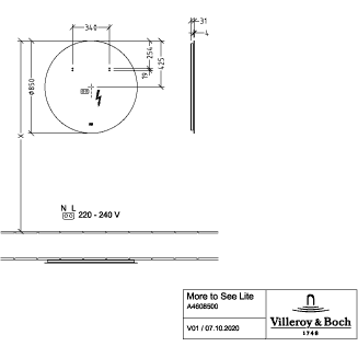 VILLEROY & BOCH - Spiegel More to See Lite 850x850x31mm mit Beleuchtung