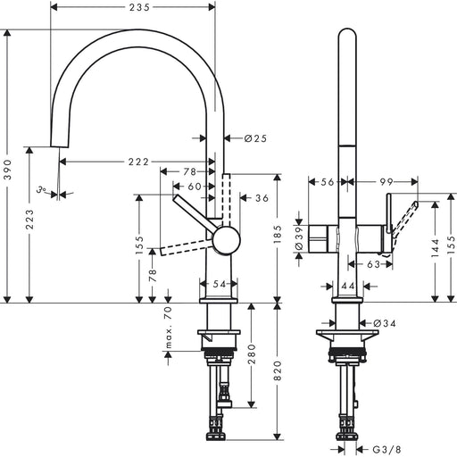 Hansgrohe - Spültischmischer 220 TALIS M54 Geräteabsperrv.1jet mattschwarz