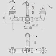 Sanitärtechnik Eisenberg - Sanit�rtechnik Eisenberg Ab-u.Überlaufgarnitur G1 1/2 zentrisch 2 Stopfen mit Kette