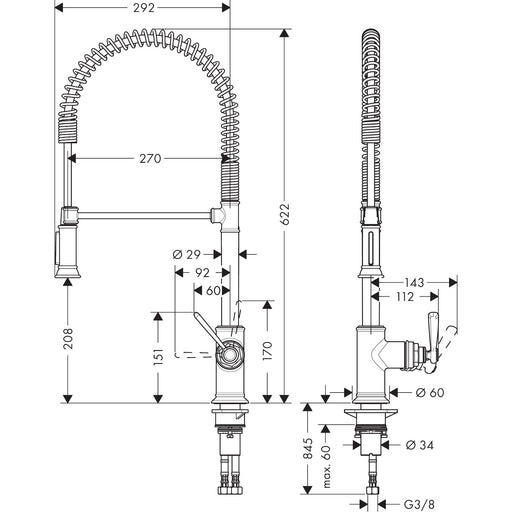 Hansgrohe - Spültischmischer AXOR Montreux Semi-Pro edelstahl-optik