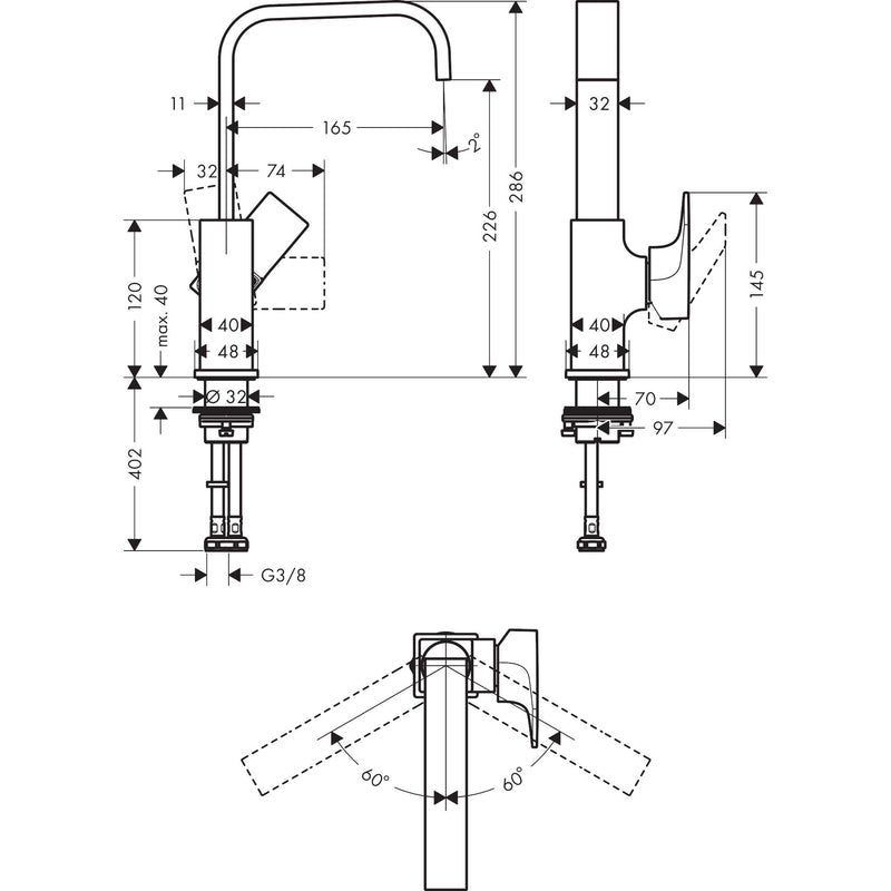 Hansgrohe - Waschtischmischer 230 METROPOL chrom Schwenkauslauf mit Push-Open Ablaufg