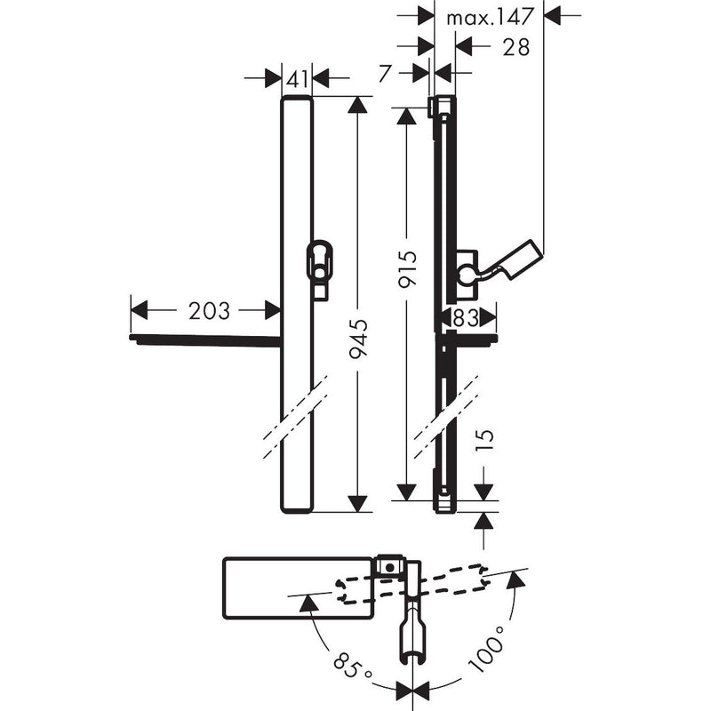 Hansgrohe - Brausestange UNICA'E 900mm chrom