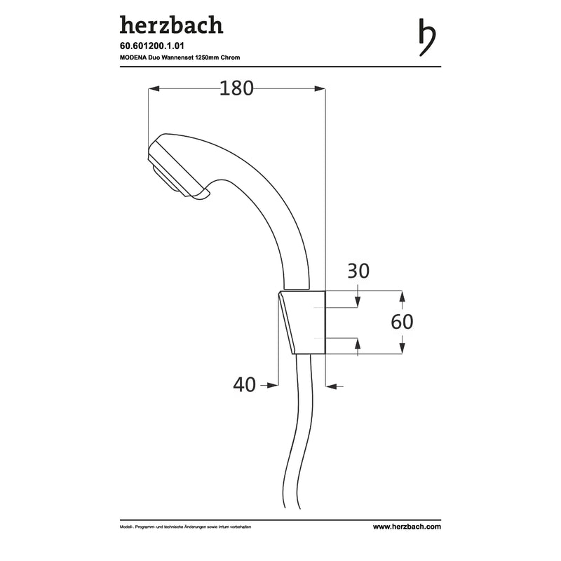 Herzbach - MODENA DUO Wannenset rund Duo Handbrause chrom