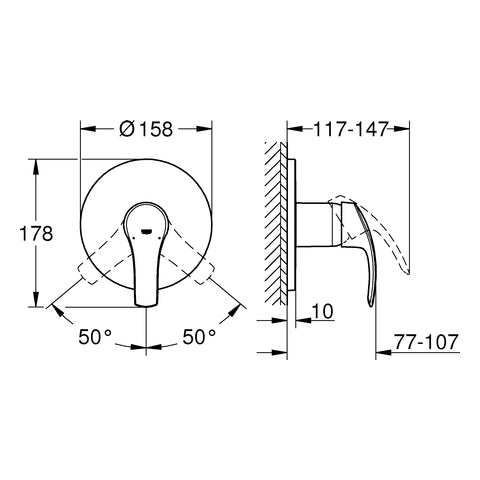 Grohe - EH-Brausebatterie EUROSMART 24042 FMS für RAPIDO SmartBox chrom