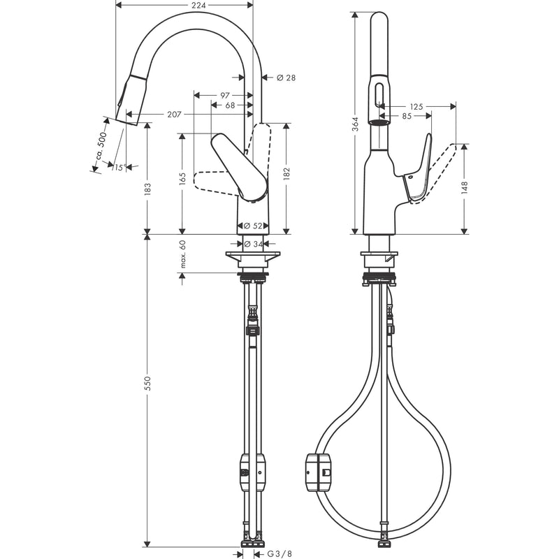 Hansgrohe - Spültischmischer 180 FOCUS M42 Ausziehbrause 2jet chrom