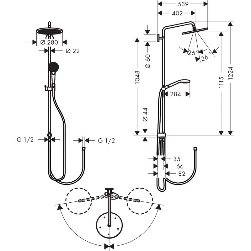 Hansgrohe - Showerpipe CROMA Select S 280 Reno chrom