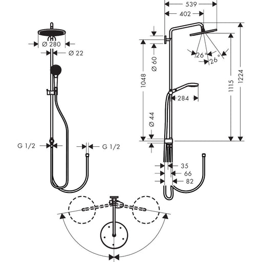 Hansgrohe - Showerpipe CROMA Select S 280 Reno chrom