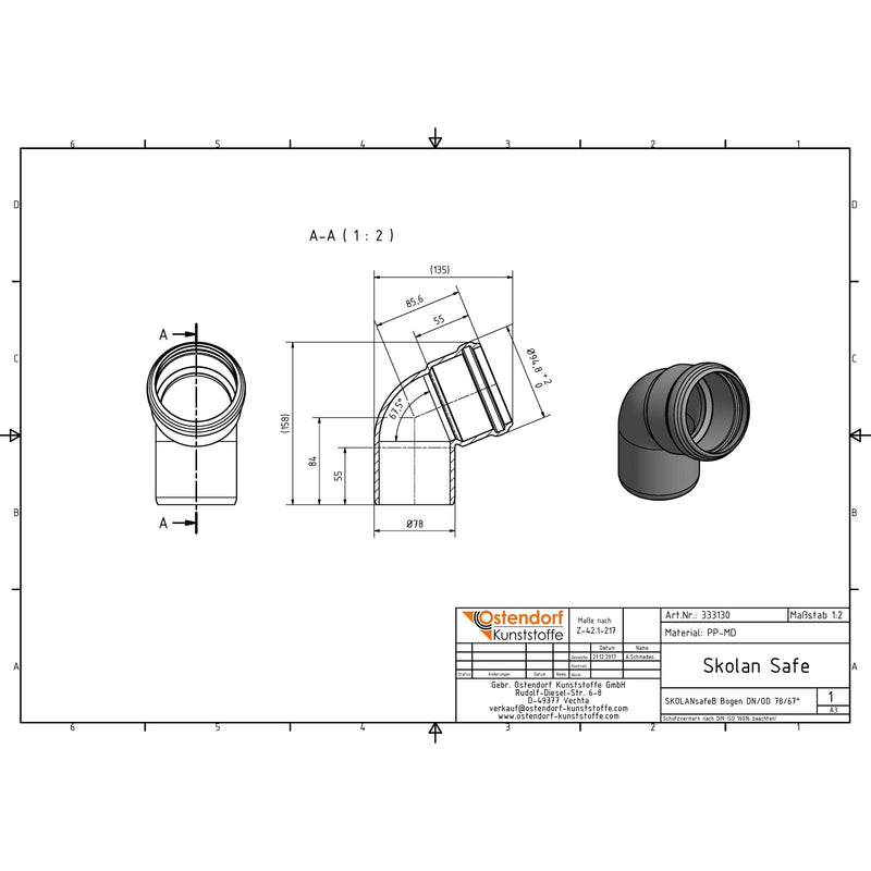 Gebr. Ostendorf - Safe Bogen DN/OD78 67Grad