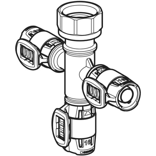 Geberit Vertriebs - Verteilerspinne m. FlowFit Pressanschl., 16x3/4'' 3-fach