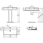 Ideal Standard - Waschtisch CONCA, 1 Hl., o.Ül., 800x450x145mm, geschliffen, Weiß