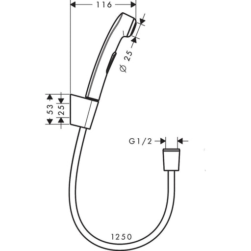 Hansgrohe - Handbrause Bidette chrom m.Schlauch und Porter S