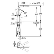 Grohe - EH-Spültischbatterie ESSENCE 30504 ausziehbare Spülbrause hard graphite
