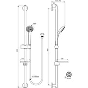 Ideal Standard - Brausekombination 900mm IDEALRAIN B9504 3-Funktionshandbrause 80mm chrom