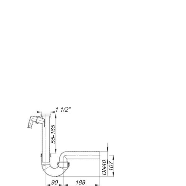 Dallmer - Röhren-Siphon 100/1, 1 1/2xDN40 m.WA-Anschluss
