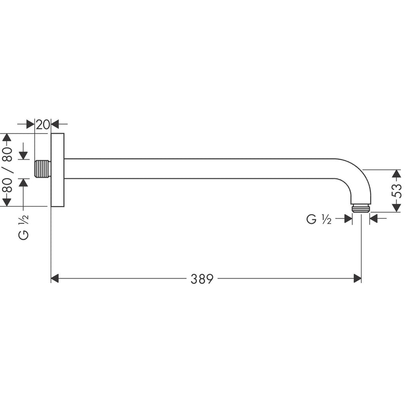 Hansgrohe - Brausearm E DN15 390mm chrom
