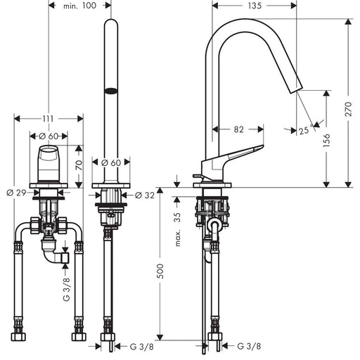 Hansgrohe - 2-Loch Waschtischarmatur AXOR Citterio M Standmodell chrom