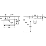 VILLEROY & BOCH - Waschbecken Memento 2.0 600x420mm re-eckig 1HL. o. ÜL. Graphite cplus