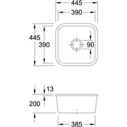 VILLEROY & BOCH - Unterb.-Spült.CISTERNA 50 670301 44,5x44,5cm, Handbetätig., chromit Cplus