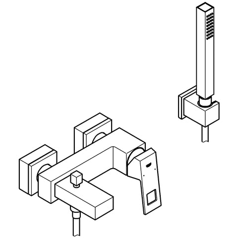 Grohe - Wannen EHM AP EUROCUBE 23141 m.Brausegarnitur Euphoria Cube chrom
