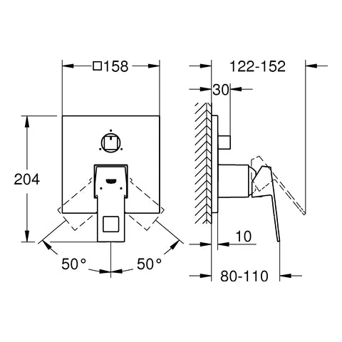 Grohe - Einhandbatterie EUROCUBE 24094 FMS für 35600 3-Wege Umstellung chrom