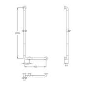 Normbau - Nylon 300 Winkelgriff 0300652 a=460x1086 m.Brausehalter Weiß