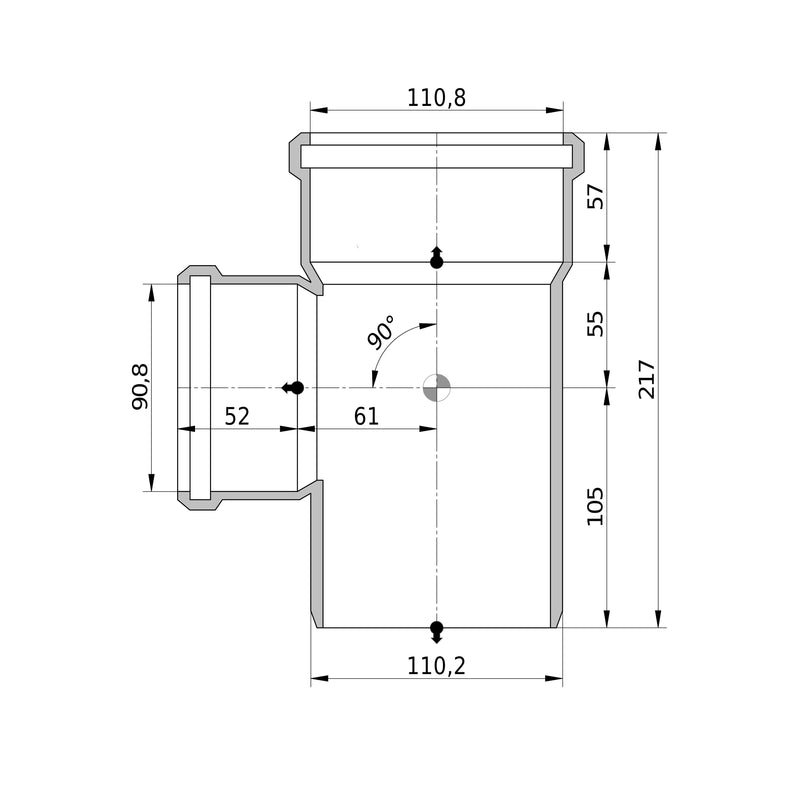 Wavin - Abzweig AS+ DN 100x90 87 Grad