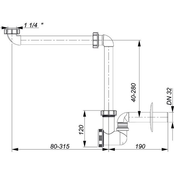 DALLMER Waschtisch-Möbel-Siphon 137 DN32 # 051103