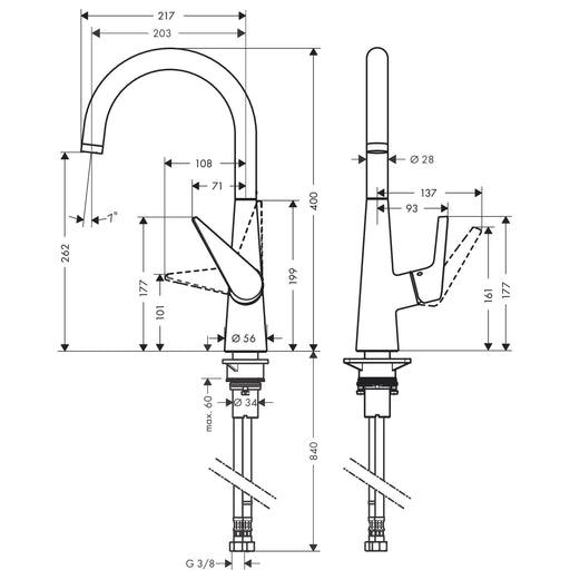 Hansgrohe - Spültischmischer 260 TALIS M51 Eco 1jet edelstahl-optik