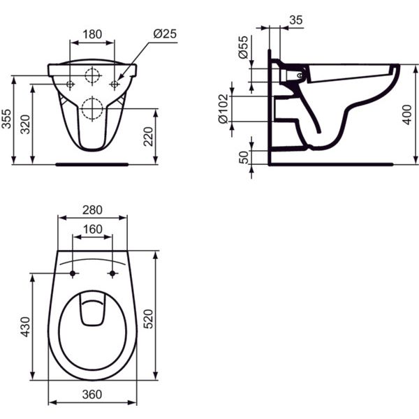 Ideal Standard - Wand-WC EUROVIT V3906 weiß