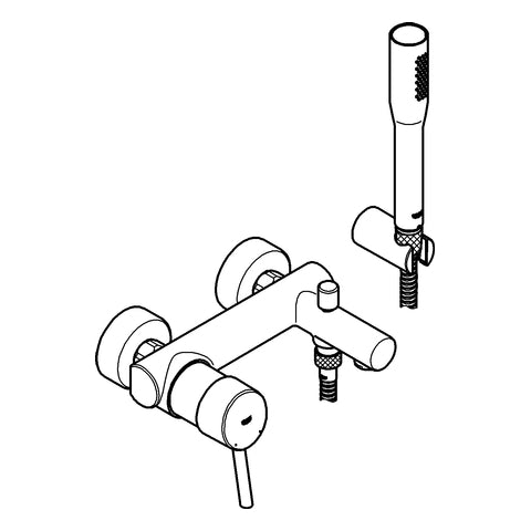 Grohe - Wannen EHM AP CONCETTO 32212 Wandmontage mit Euphoria Brauseset chrom