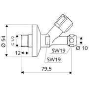 SCHELL - Schrägsitzventil Comfort 1/2 chrom m. Verl. und Rosette