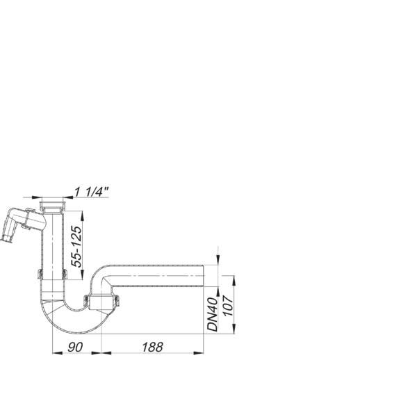 Dallmer - Röhren-Siphon 100/1, 1 1/4xDN40 m.WA-Anschluss