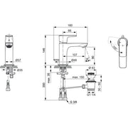 Ideal Standard - WT-Armatur CONNECT AIR, Slim, 5l/min, m.Ablgarn., BlueStart, Blizzard silver