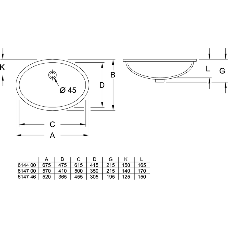 VILLEROY & BOCH - Unterbauwaschtisch EVANA 614700 500x350 weiß Cplus