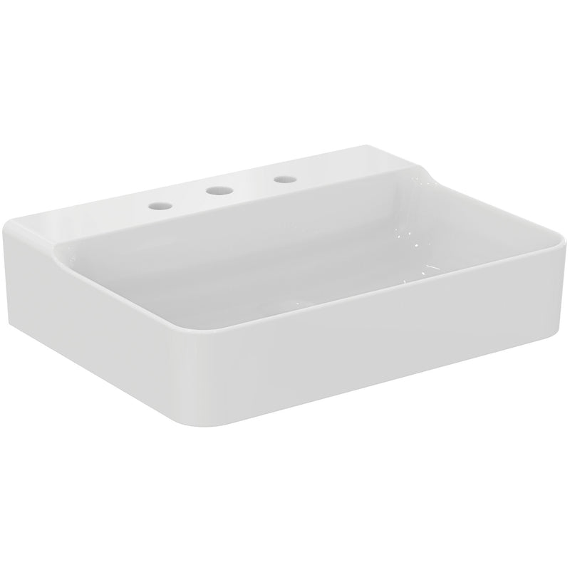 Ideal Standard - Waschtisch CONCA, 3 Hl., o.Ül., 600x450x145mm, Weiß mit IdealPlus